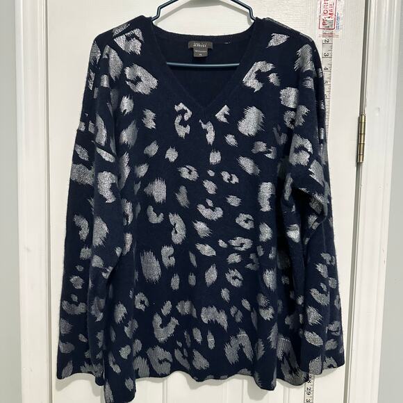 Pure Amici Cashmere blue silver tunic sweater XL - Picture 1 of 7